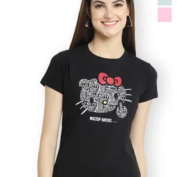 Fabflee Women Multicoloured 3 Printed Extended Sleeves T-shirt-image-30