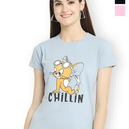 Fabflee Women Multicoloured 3 Printed Extended Sleeves T-shirt-image-32