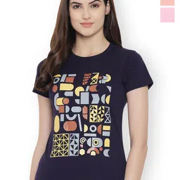 Fabflee Women Multicoloured 3 Printed Extended Sleeves T-shirt-image-29