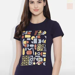 Fabflee Women Pack Of 3 Multicoloured Printed Round-Neck Short Sleeve Cotton T-shirt-picture-16