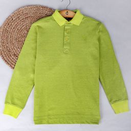 Gini and Jony Kids Boys Green Polo Collar Full Sleeves T-shirt-image-96