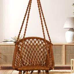 Patiofy Brown Cotton D-Shaped Comfortable Hammock Swing Chair With Hanging Kit-picture-39