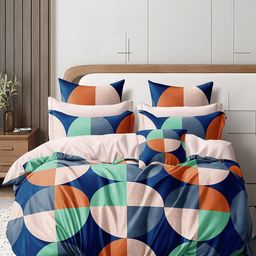 Cortina White & Green Printed 144 TC Queen Bedsheet with 2 Pillow Covers-picture-29
