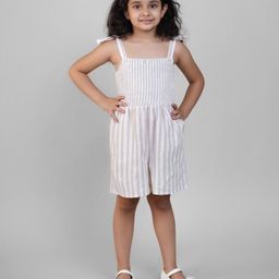 Biglilpeople Girls Striped Smocked Cotton Linen Play Jumpsuit-image-64