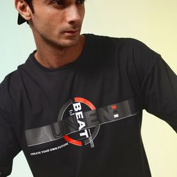 HRX by Hrithik Roshan Men Printed Drop-Shoulder Sleeves Oversized Pure Cotton T-shirt-image-89