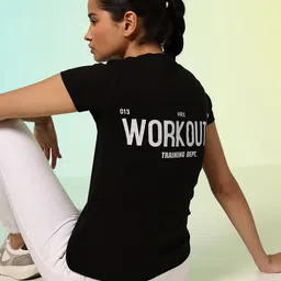 HRX by Hrithik Roshan Women Typography Printed Pure Cotton T-shirt-picture-9