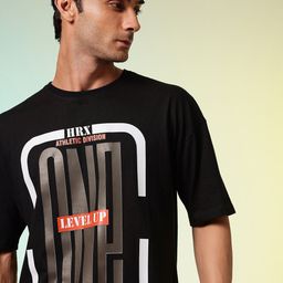HRX by Hrithik Roshan Men Printed Drop-Shoulder Sleeves Oversized Pure Cotton T-shirt-image-98