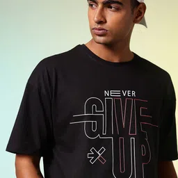 HRX by Hrithik Roshan Men Printed Drop-Shoulder Sleeves Oversized Pure Cotton T-shirt-image-92