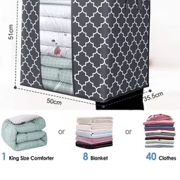 HOUSE OF QUIRK Grey Set Of 3 Large Foldable Storage Boxes With Steady Zipper image 5