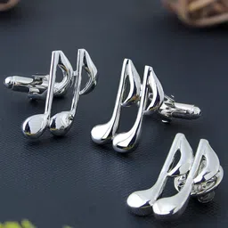 Peluche Silver-Toned The Musical Note Cufflink & Lapel Pin Gift Set-image-31