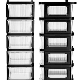 Kuber Industries Transparent Black 5Layer Heavy Modular Cabinet Storage Drawer with Wheels image 2