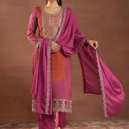 Libas Women Bandhani Printed Regular Kurta with Trousers & With Dupatta image 4
