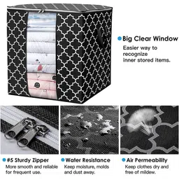 HOUSE OF QUIRK Grey Set Of 3 Large Foldable Storage Boxes With Steady Zipper image 4