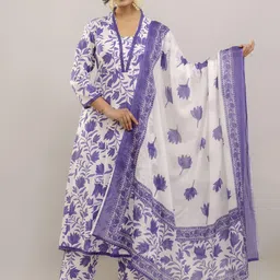PARTHVI Floral Printed Anarkali Kurta With Trouser & Dupatta-picture-45