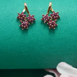 Niscka Gold-Plated Cubic Zirconia Studded Floral Studs Earrings-58