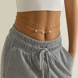 AQUASTREET Minimalist Set Of 3 Gold-Plated Beach Layered Waist Chain image 4
