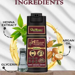 QUIKHENNA 100% Grey Coverage Hair Color Shampoo with Argan Oil 400 ml - Burgundy 9RG image 3
