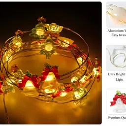 Amfin White & Red 2.5M Christmas Tree Bell Shaped LED StringLights image 2