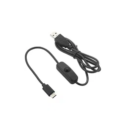 5V 3A USB to Type C Cable With ON/OFF Switch Power Control for Raspberry Pi 4B (1.5 Meters Black) image 1