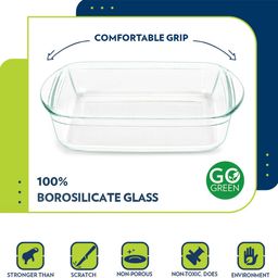 BOROSIL Transparent Square Borosilicate Glass Baking Dish with Handle-1.6 L image 3