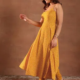 Libas Bandhani Printed Pleated Anarkali Kurta with Churidar & Dupatta image 3