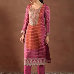 Libas Women Bandhani Printed Regular Kurta with Trousers & With Dupatta image 3