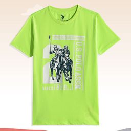 U.S. Polo Assn. Kids Boys Green & White Brand Logo Printed T-shirt-image-42