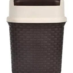 Kuber Industries Brown & Cream-Coloured 2 Pieces Textured Swing Dustbins - 7 L Each image 2