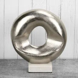 Maison Modern Silver-Toned Abstract Disc Medium Metal Figurine Showpiece-image-67