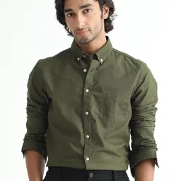 RARE RABBIT Men Auxfo Slim Fit Button Down Collar Cotton Shirt-image-89