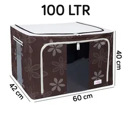 BlushBees Brown & White Printed Multi-Utility Wardrobe Organizer image 5
