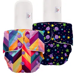 Mylo Kids Pack Of 2 Blue & Red Printed Reusable Diapers-image-55