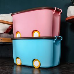 PARASNATH Rolling Storage Container Box Set of 2-25 Litre each (Multi Colour) Large With Wheels Size (50X33X26 cm) Launch Offer, Polypropylene image 4