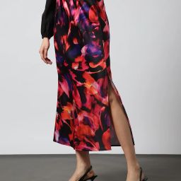 outryt by azorte Printed Satin Midi Skirt image 1