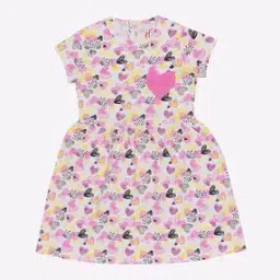 Heart Print A-line Dress with Applique-image-78