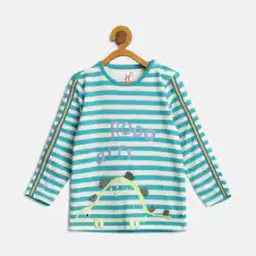 Striped Round-Neck T-shirt with 3D Dino Trims-picture-50