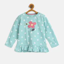Polka-Dot Print Top with Ruffled Hemline-image-19