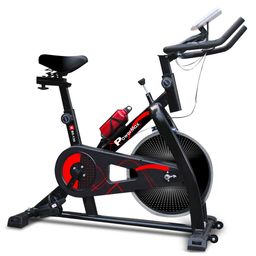 PowerMax Fitness BS-130 Spin Exercise Bike [8Kg Flywheel, Max User Weight 130kg, LCD Display, 3pc Crank, Bottle Holder, Anti-sli-86