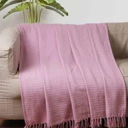 jamio firati Pink Solid Cotton 60x50 Inches Sofa Throw-picture-6