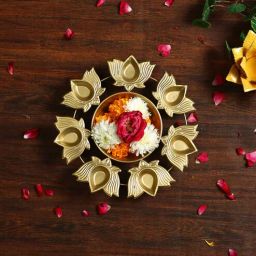 aapno rajasthan Lotus Golden Metal Urli-picture-36