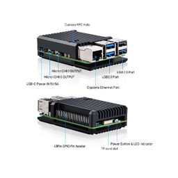 52Pi Raspberry Pi 5 Aluminum Black Case with Built-in Heat Dissipation Column and Heatsinks image 2