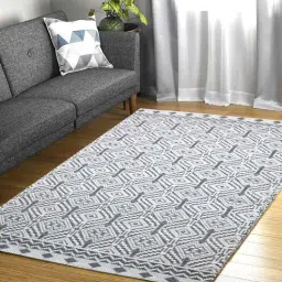 mric Grey Geometric Wool 5 x 7 Feet Hand Woven Carpet-picture-9