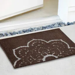 saral home Brown Abstract Poly Propylene 24 x 16 Inches Anti Skid Door Mat-picture-0