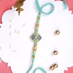 Aapno Rajasthan Beaded & Stone Studded Rakhi With Roli Chawal & Greeting Card-image-18