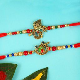TIED RIBBONS Set Of 2 Ganesha & Flute Charm Rakhi with Card-image-75