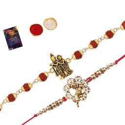 Silver Shine Set Of 2 Rakhi with Roli Chawal Greeting Card-image-79