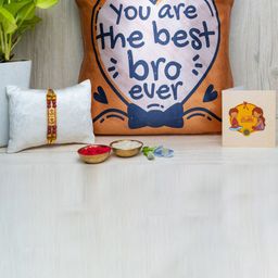 Phirki Studio Set of 2 Beaded Rakhi With Cushion & Greeting Card With Roli Chawal-image-48