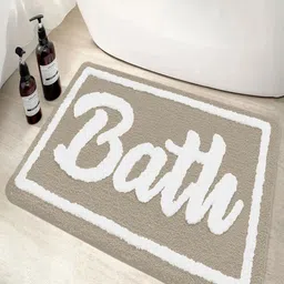 LUXEHOME INTERNATIONAL Beige & White Printed 2200 GSM Anti-Skid Bath Rug-picture-13