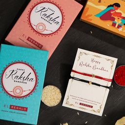 EL REGALO Bhaiya Bhabhi Set Of 2 Star Thread Rakhi Gift Set-image-41