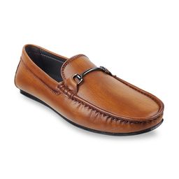 Mochi Men Tan Brown Leather Loafers-image-8